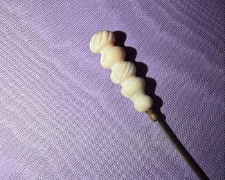 Vintage Carved Bone Stick Pin second image