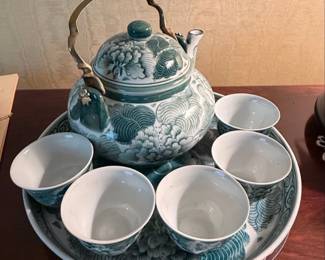 Vintage Thai Celadon Style Tea Set