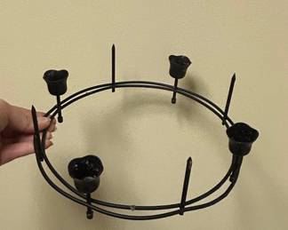 Vintage Wrought Iron Advent Candle Ring with Spikes