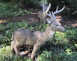 Vintage Concrete Deer Statuary Pair
