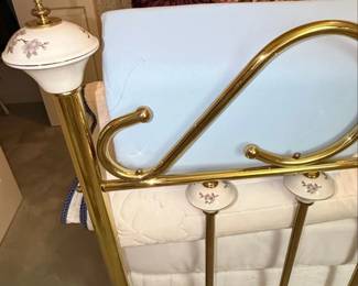 Vintage Brass and Porcelain Twin Bed Frame second image