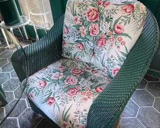 Vintage Henry Link Wicker Loveseat and Armchair Set With Glass Top Table fourth image