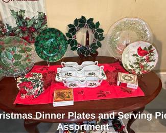 Christmas Dinner Plates and Serving Piece Assortment