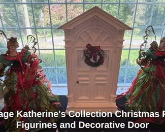 Vintage Katherines Collection Christmas Fairy Figurines and Decorative Door