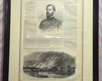 Harpers Weekly July , Page Framed Print Gen. John Fulton Reynolds Bridge Destruction
