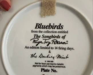 Danbury Mint Bluebirds Collector Plate from The Songbirds of Roger Tory Peterson Collection second image