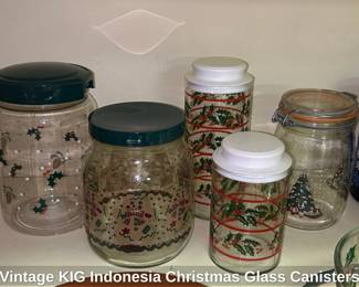 Vintage KIG Indonesia Christmas Glass Canisters