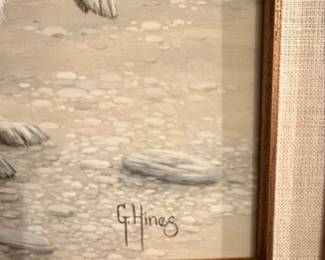 Vintage Rabbit Painting by G. Hines second image