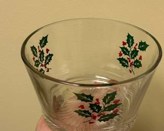 Vintage Indiana Glass Holly Berry Ice Bucket or Serving Bowl