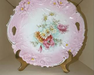 RS Prussia Porcelain Serving Plate Pink Floral