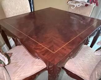 Vintage Mahogany Game Table with Chairs