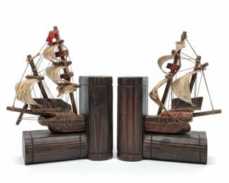 Vintage Ship and Eagle Head Bookends second image