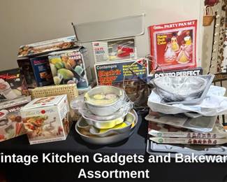 Vintage Kitchen Gadgets and Bakeware Assortment