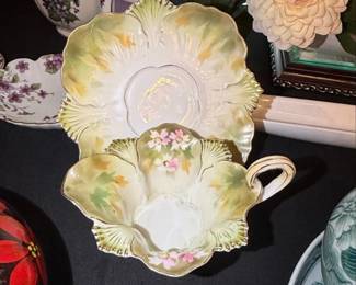 Vintage RS Prussia Floral Teacup and Saucer