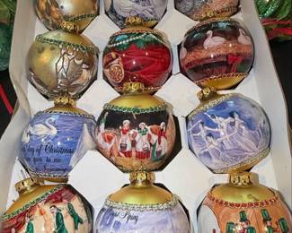 Vintage Twelve Days of Christmas Glass Ornaments Collection