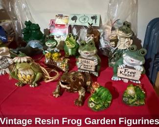 Vintage Resin Frog Garden Figurines