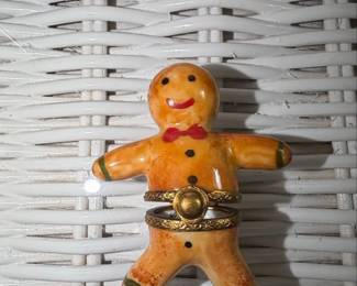 Limoges Peint Main Gingerbread Man Trinket Box