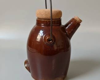 Vintage Stoneware Batter Jug with Wire Bail Handle