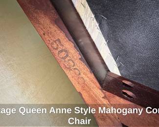 Vintage Queen Anne Style Mahogany Corner Chair second image