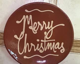 Vintage Pottery Plate Merry Christmas