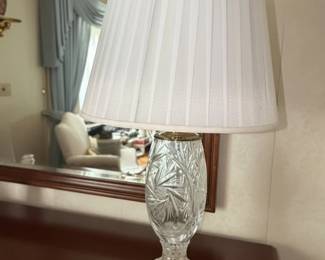 Vintage Cut Crystal Lamp with Brass Base