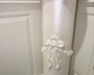 Vintage Decorative Pedestal Stand with Bow and Floral Swag