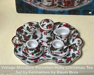 Vintage Miniature Porcelain Holly Christmas Tea Set by Formalities by Baum Bros third image