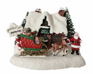 Vintage Santas Workshop Lighted Christmas Village Piece