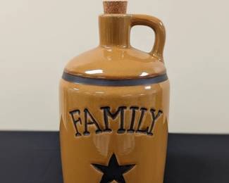 Vintage Family Embossed Ceramic Jug with Star Motif