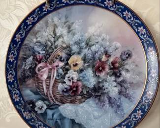 Lena Liu Pansies Basket Bouquets Collector Plate