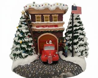 Thomas Kinkade A First Responders Christmas Fire Station Figurine