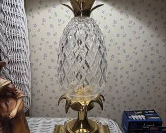 Vintage Crystal and Brass Pineapple Table Lamp second image