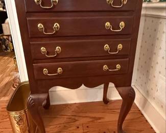 Vintage Mahogany Queen Anne Style Silver Chest