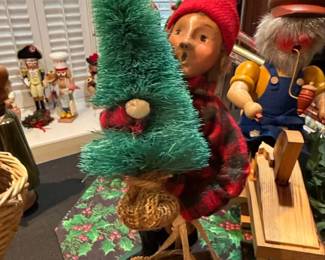 Byers Choice Caroler Boy with Tree and Firewood