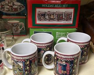 Betty Whiteaker Twelve Days of Christmas Stoneware Mugs Set of