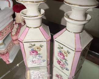 Vintage German Porcelain Floral Perfume Bottles