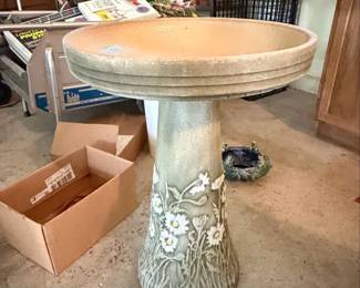 Vintage Concrete Daisy Birdbath Burley Pottery