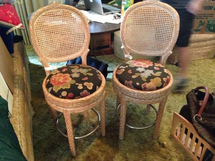 two carved upholstered chairs