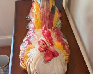 Vintage Majolica-Style Rooster Figurine