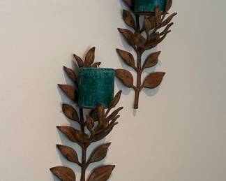 Pair of Italian Neoclassical Wrought Iron and Gilt Urn Candle Sconces