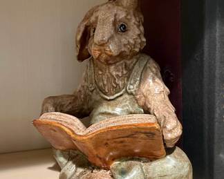 Vintage Tim Wolfe "Levi" Bunny Reading Book Figurine