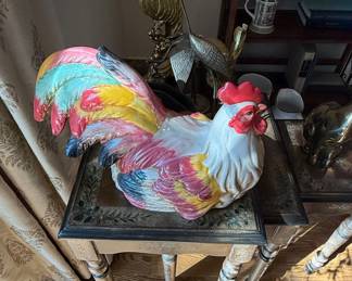 Large Italian Majolica Rooster Figurine