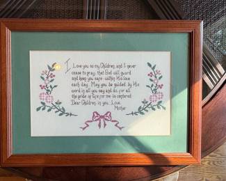 Framed Cross-Stitch 'Mother's Love' Sentiment