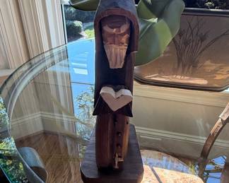 Hand-Carved Wooden Monk Figurine from Mexico