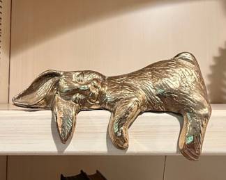 Vintage Solid Brass Sleeping Rabbit Shelf Sitter