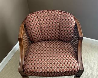 Vintage French Louis XV Style Cane Barrel Chair