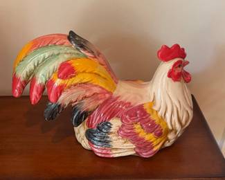 Vintage Majolica-Style Rooster Figurine