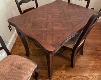 French Provincial Style Parquet Top Dining Set