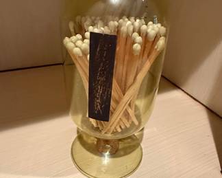 Vintage Glass Apothecary Match Cloche with White Tipped Matches