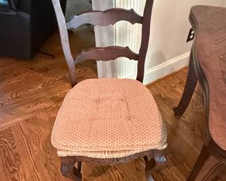 Antique French Louis XV Style Ladder Back Dining Chairs with Rush Seats